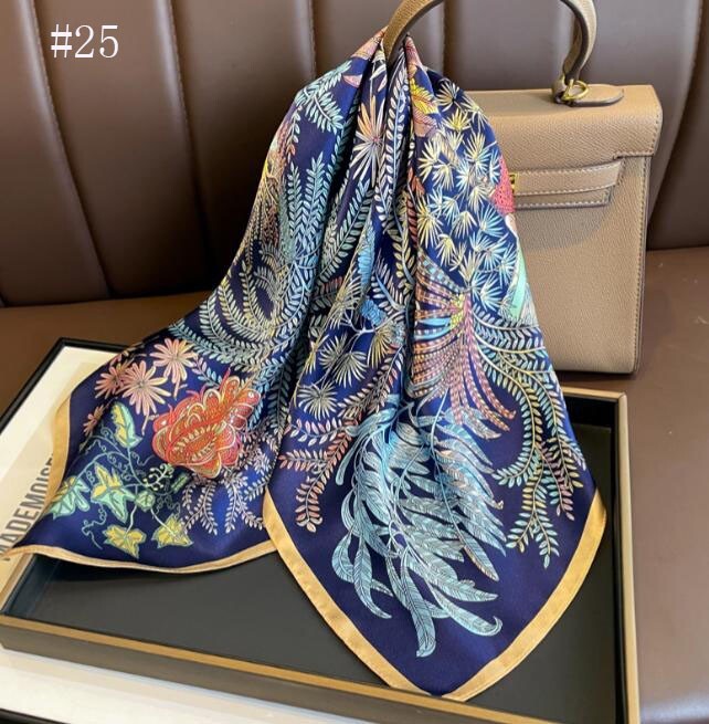 100% Mulberry Silk 27″ Square Scarf Women Neckerchief Wrap Floral Yellow Flower