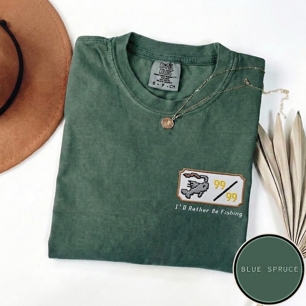 Embroidered OSRS Fishing T-Shirt, RuneScape Gamer Shirt, Old School RPG Gift
