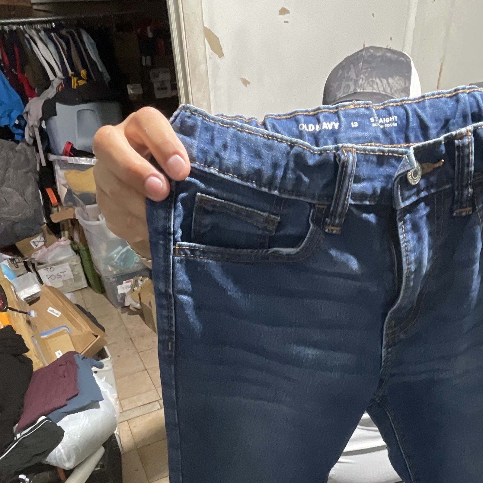 Old Navy Girls Straight Leg Jeans Size 12 Blue Dark Wash Denim Pockets