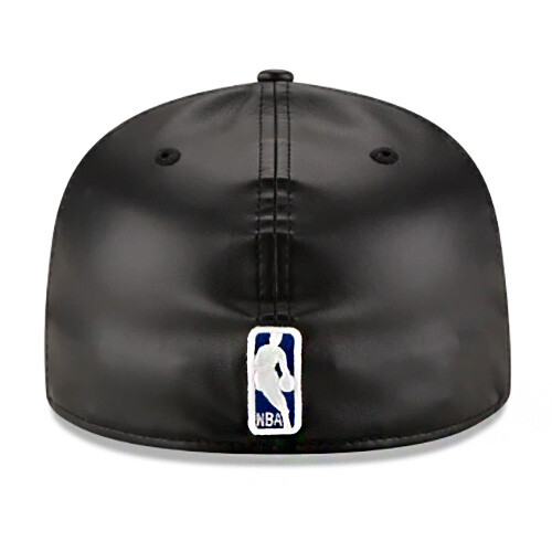 New Era New York Knicks P.U Fitted Hat NBA Official Team Black Faux Leather Cap