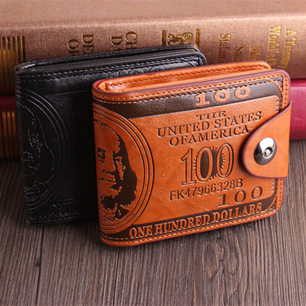 Men’s Novelty US 100 Dollar Wallet PU Leather Bill Money Billfold Card Holder US