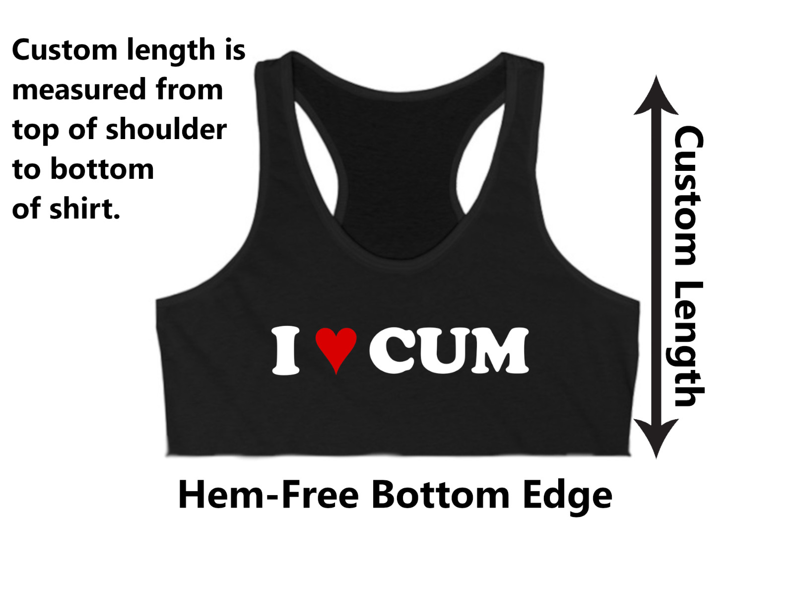 I Heart Cum Underboob Crop Top Custom Length Bimbo Love Slut Outfit