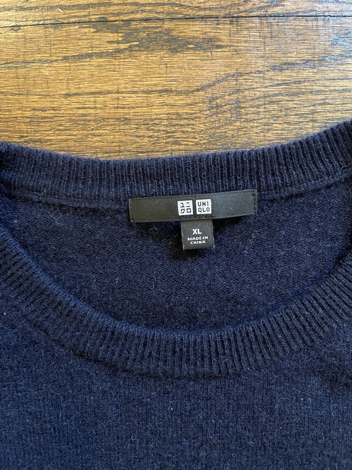 Uniqlo Sweater Womens XL 100% Cashmere Crew Neck Pullover Blue Long Sleeve
