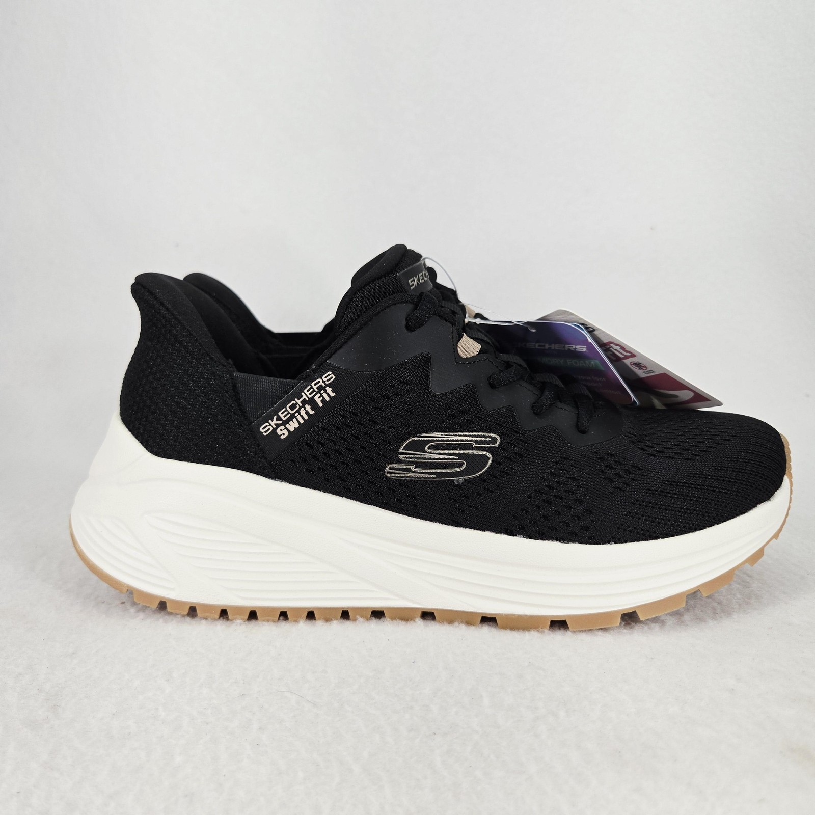 Skechers Swift Fit Shoes Womens 6.5 Black Memory Foam Machine Washable Sneakers