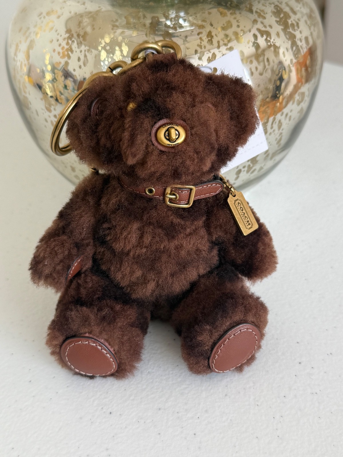 Coach Bear Bag Charm In Signature Shearling – Chocolate NEW