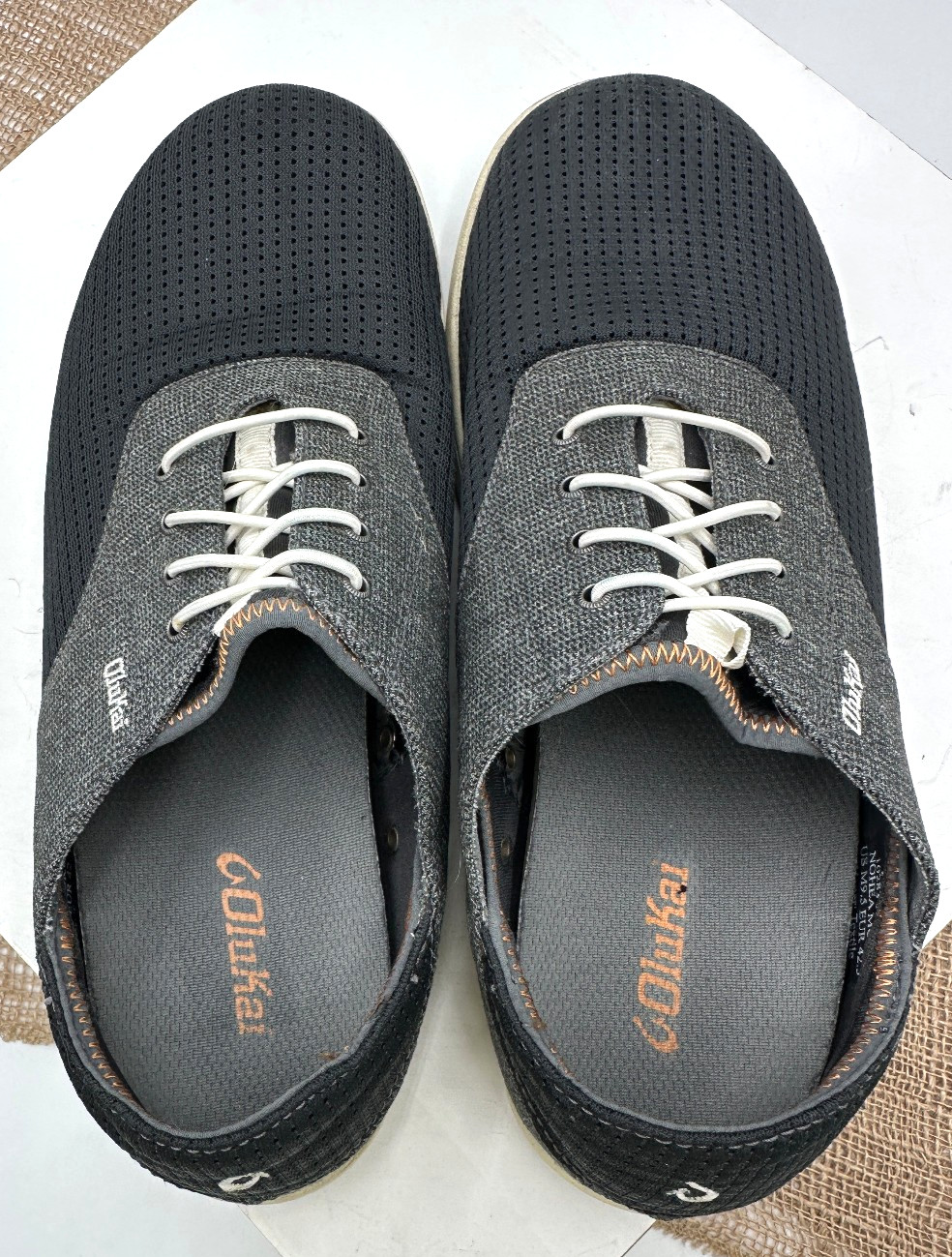 OLUKAI Nohea Moku Mens Blue Gray Casua Comfort Sneaker Boat Shoe – Sz 9.5