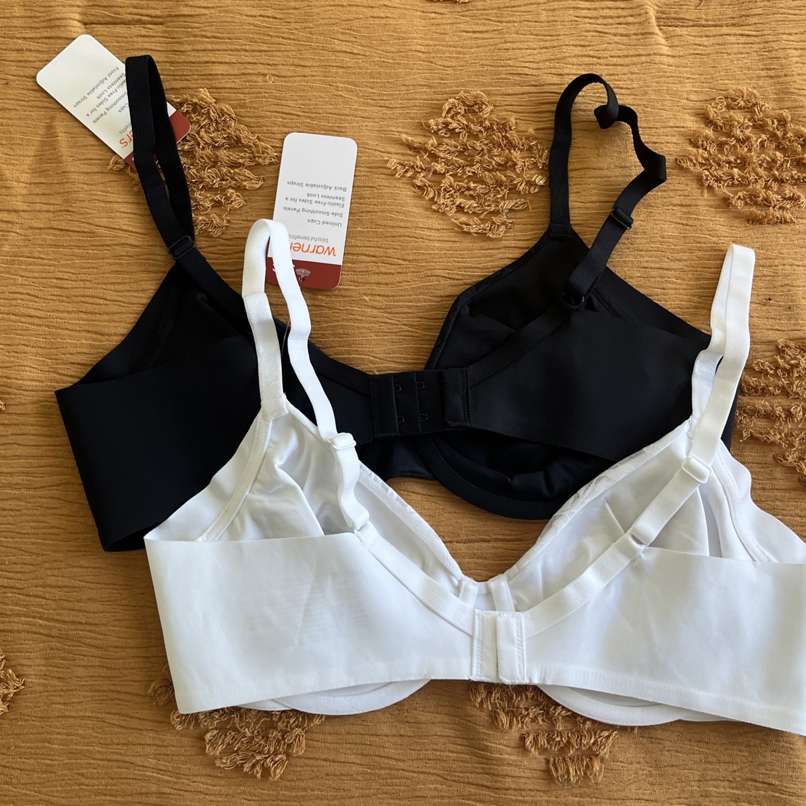 Warner’s Women’s 2-Pack T-Shirt Bras 36C Underwire Unlined Lace Black/ White