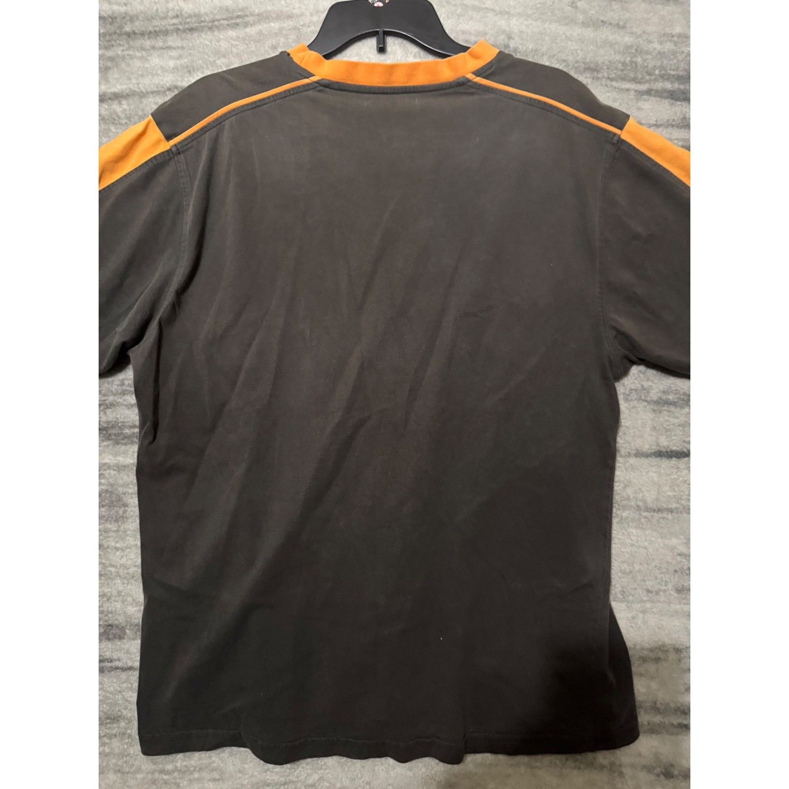 BMW Motorrad Mens XL T-Shirt Charcoal Grey Orange Racing Stripe Cotton Tee