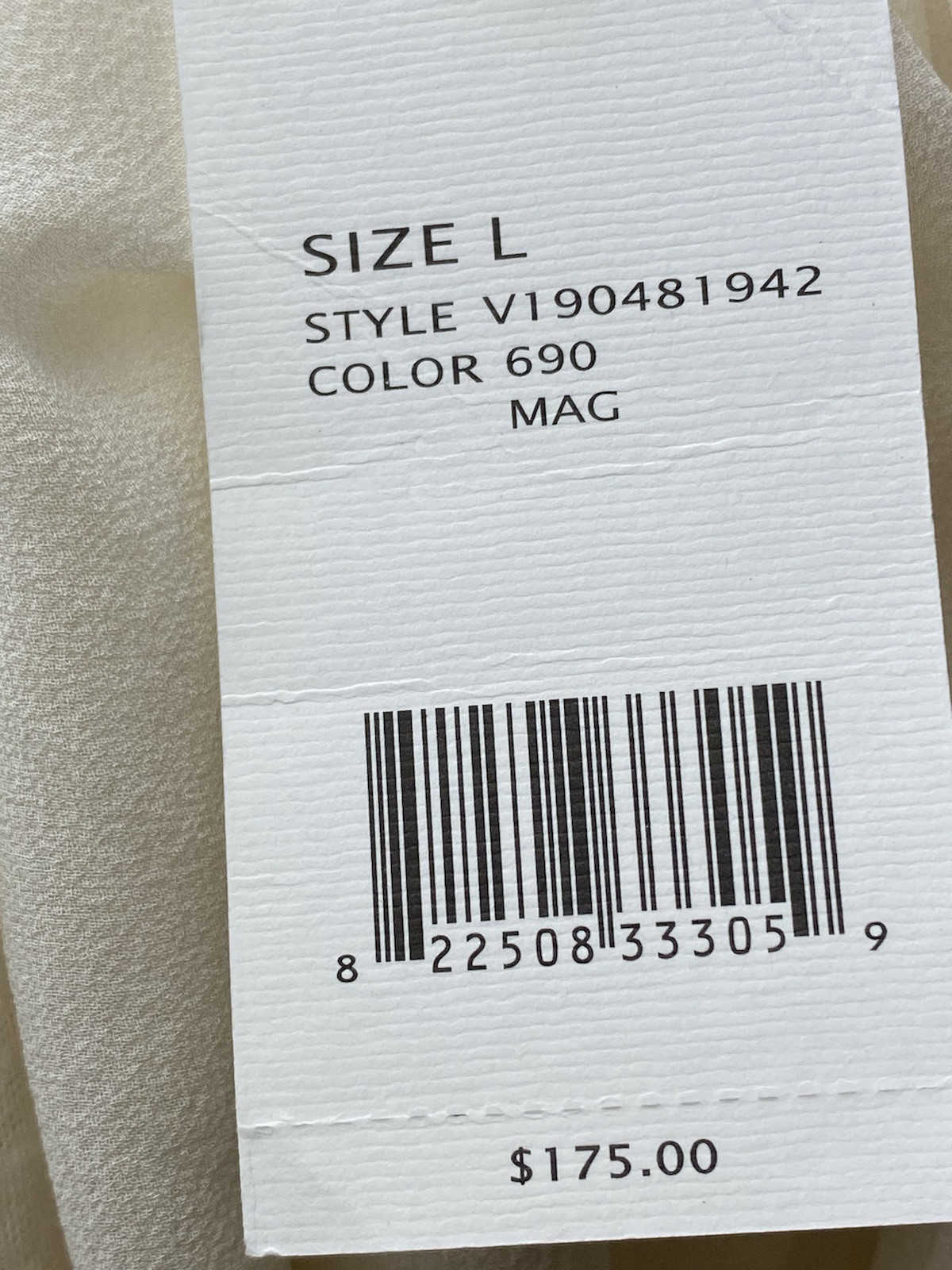 F. Vince Silk Top L Linen White Sand Blouse Cap Sleeve Round Neck NWT $175