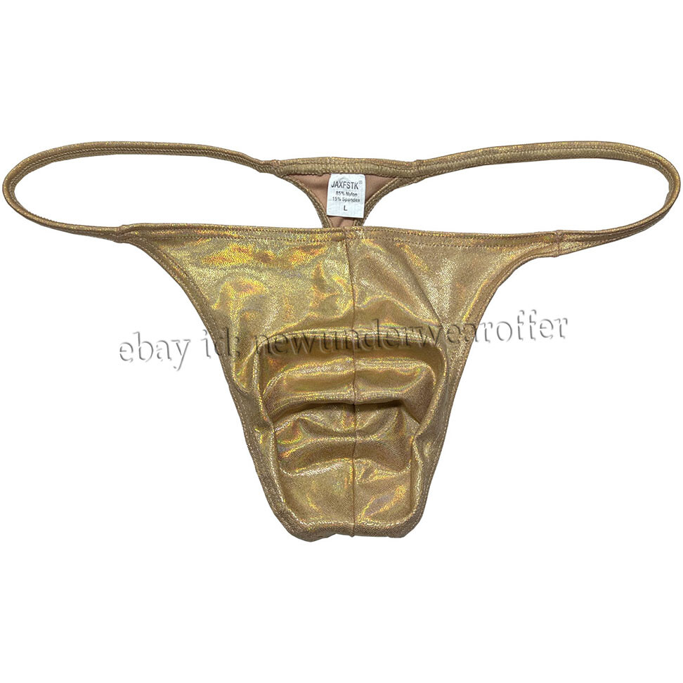Men Shiny Bikini Thong Underwear Low-rise G-string Bulge Pouch T-back Jockstrap