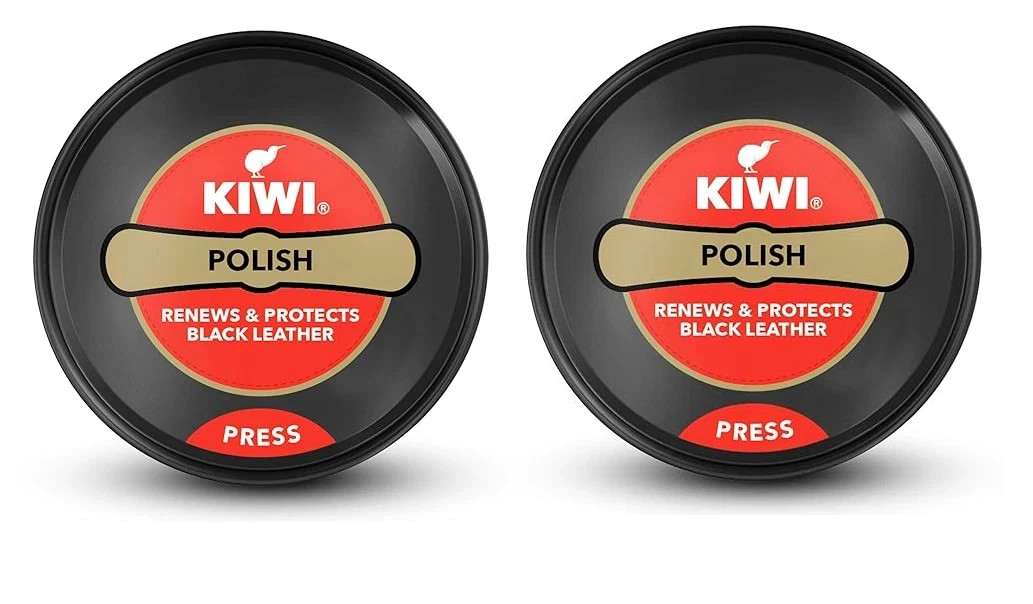 Kiwi Black Shoe Polish Leather Care 2 Tins 23g Shines Renews & Protects