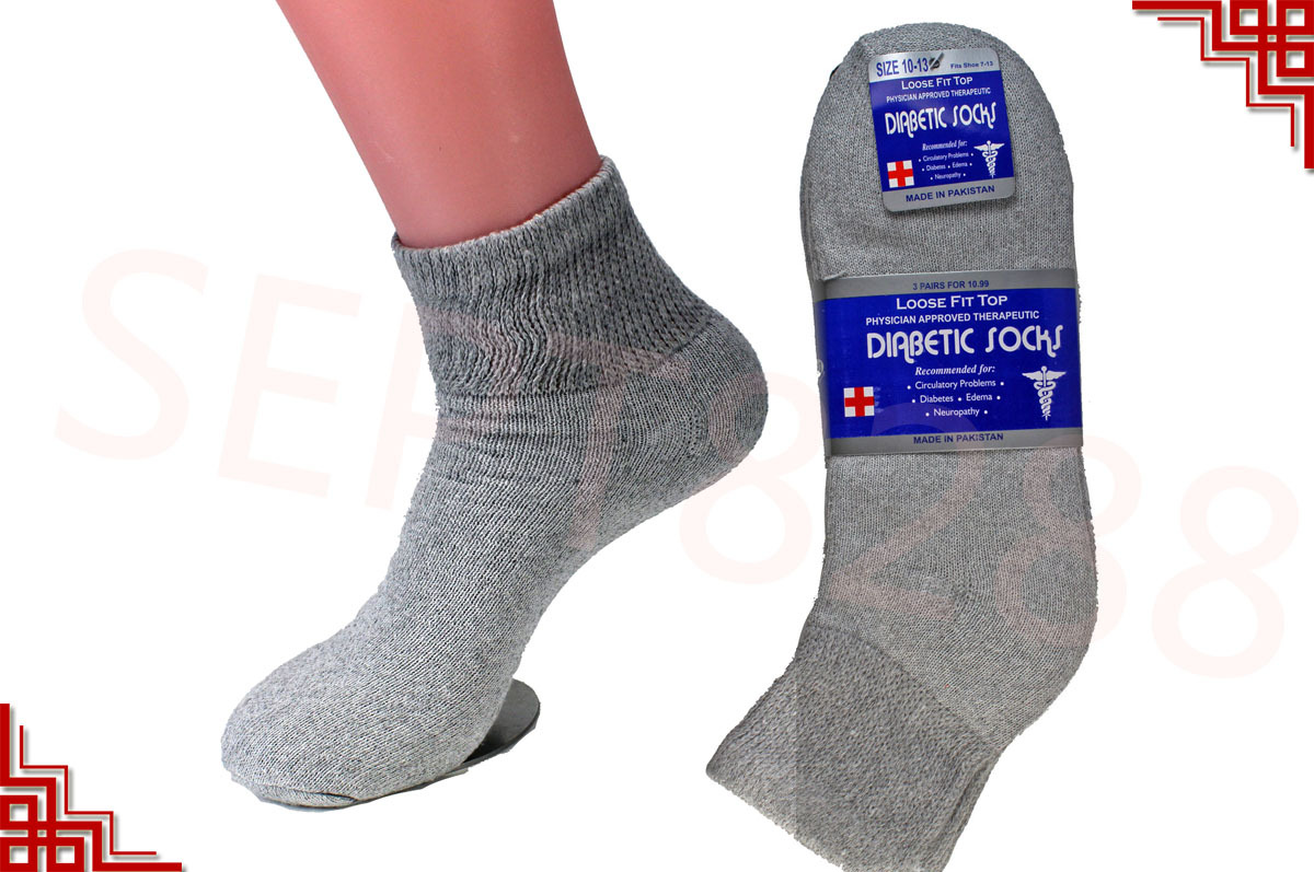 3,6,12 Pairs Diabetic Socks ANKLE QUARTER Crew Circulatory Socks Health Cotton