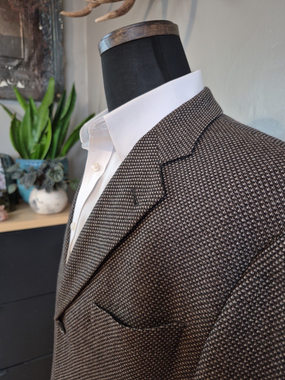 🇺🇸 Joseph Abboud Mens Wool Sports Coat 43L Brown Gray USA 3 Button