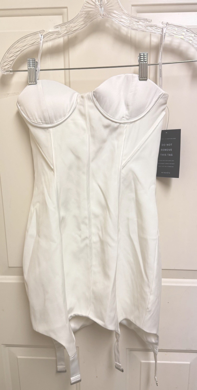 NWT $448 Retrofete SZ XXS White Tegan Garter Style Hem Dress Bridal Bachelorette