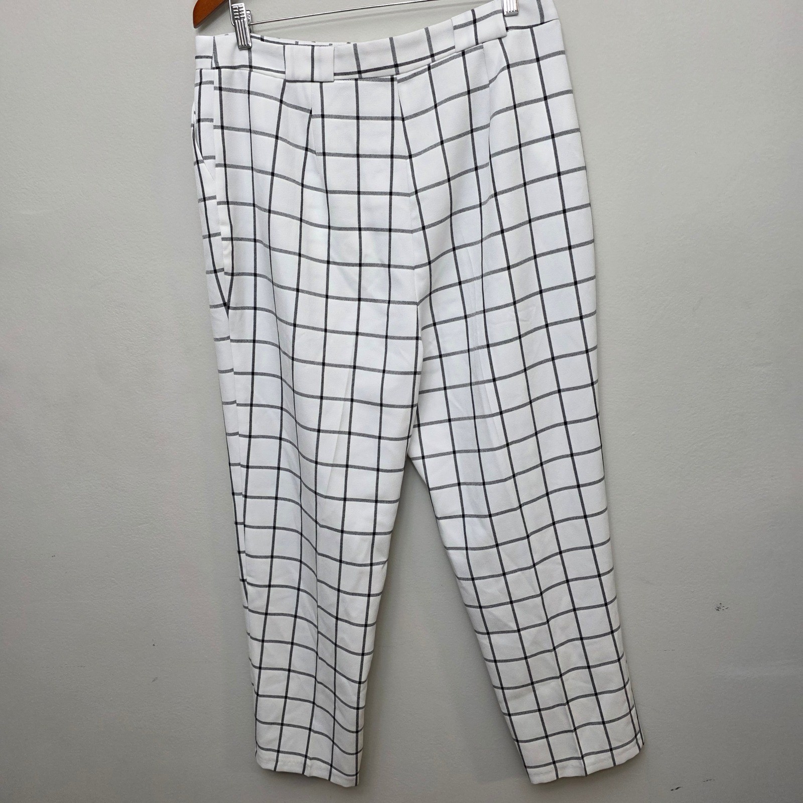ASOS Design White Black Grid Plaid Checkered Pants Trousers US 12