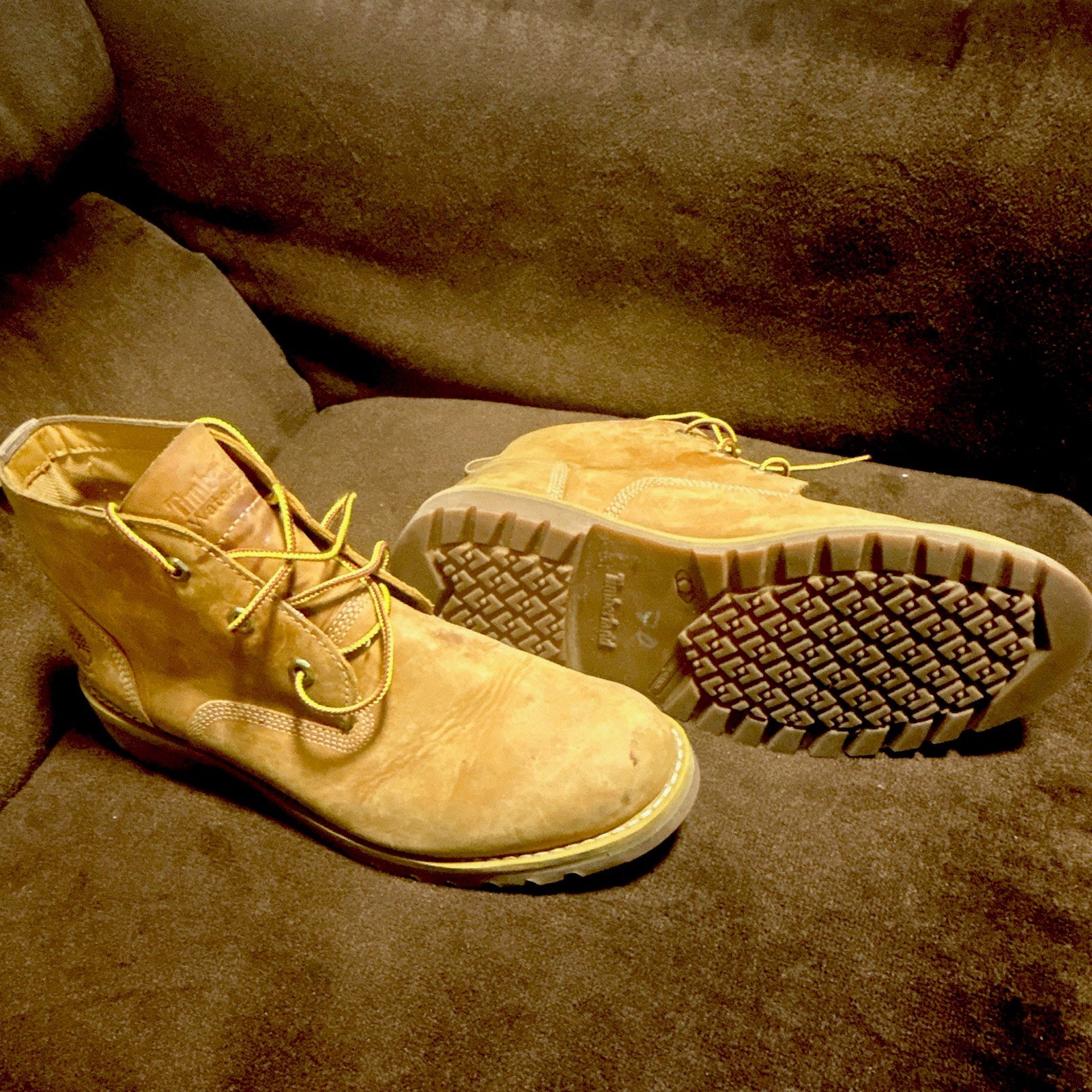 Timberland Men’s Brown Leather Chukka Ankle Boots Round Toe Lace-Up Sz 10