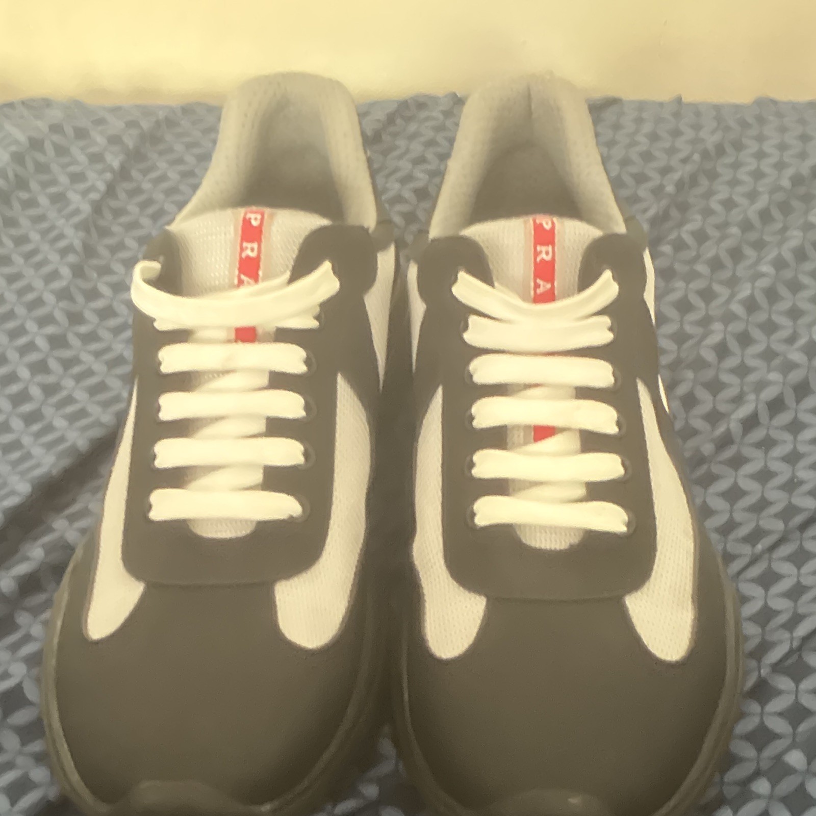 PRADA America’s Cup Men’s Low Top Lace-Up Sneakers Colorblock Rubber Sole