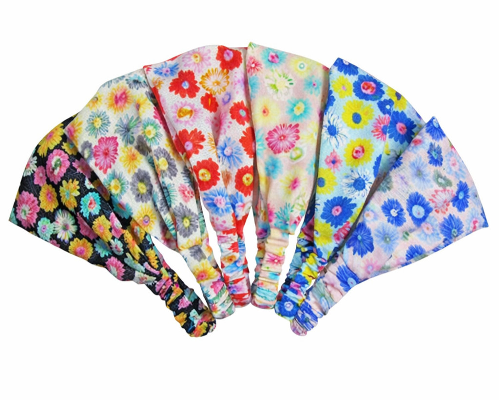 6pcs Women Flower Headwrap Boho Wide Stretch Women Headband Turban Headwear Lot