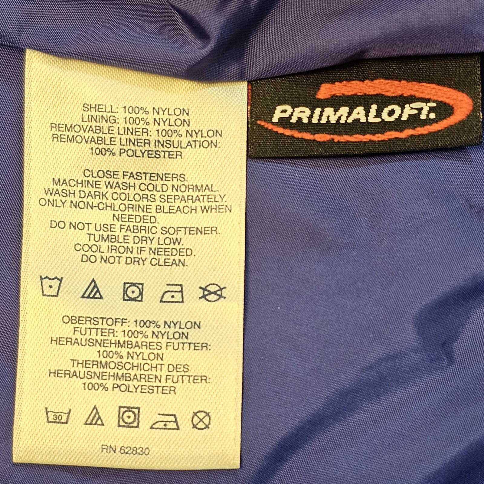 Lands’ End Primaloft Full Zip Puffer Jacket Lightweight Pockets Gorpcore Blue L