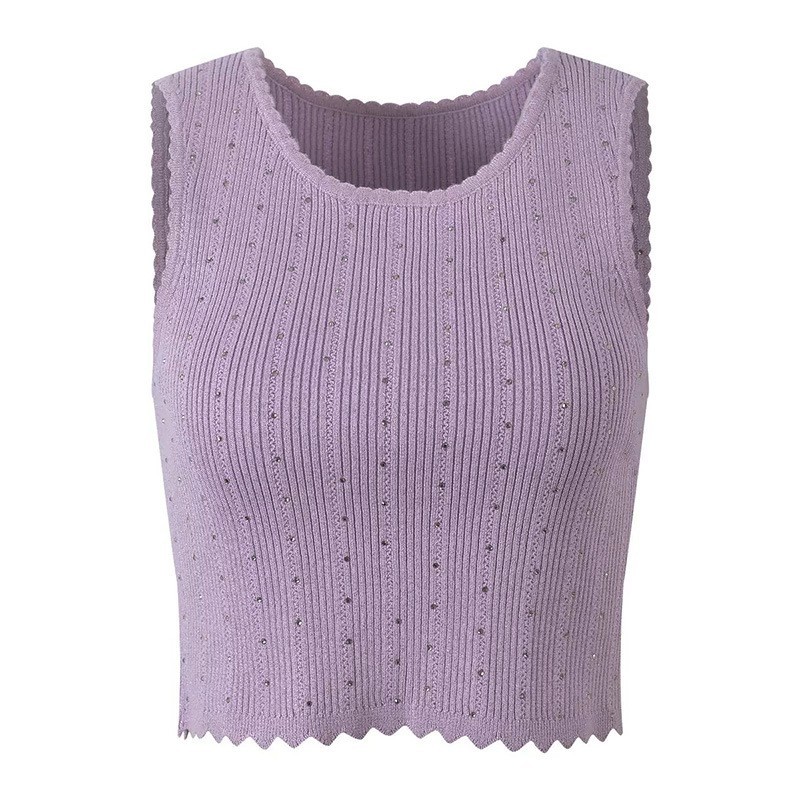 🎁🎁AUTHENTIC Sandro Women Sweet Round Neck Knit Purple Vest Skirt Suit Tops SML