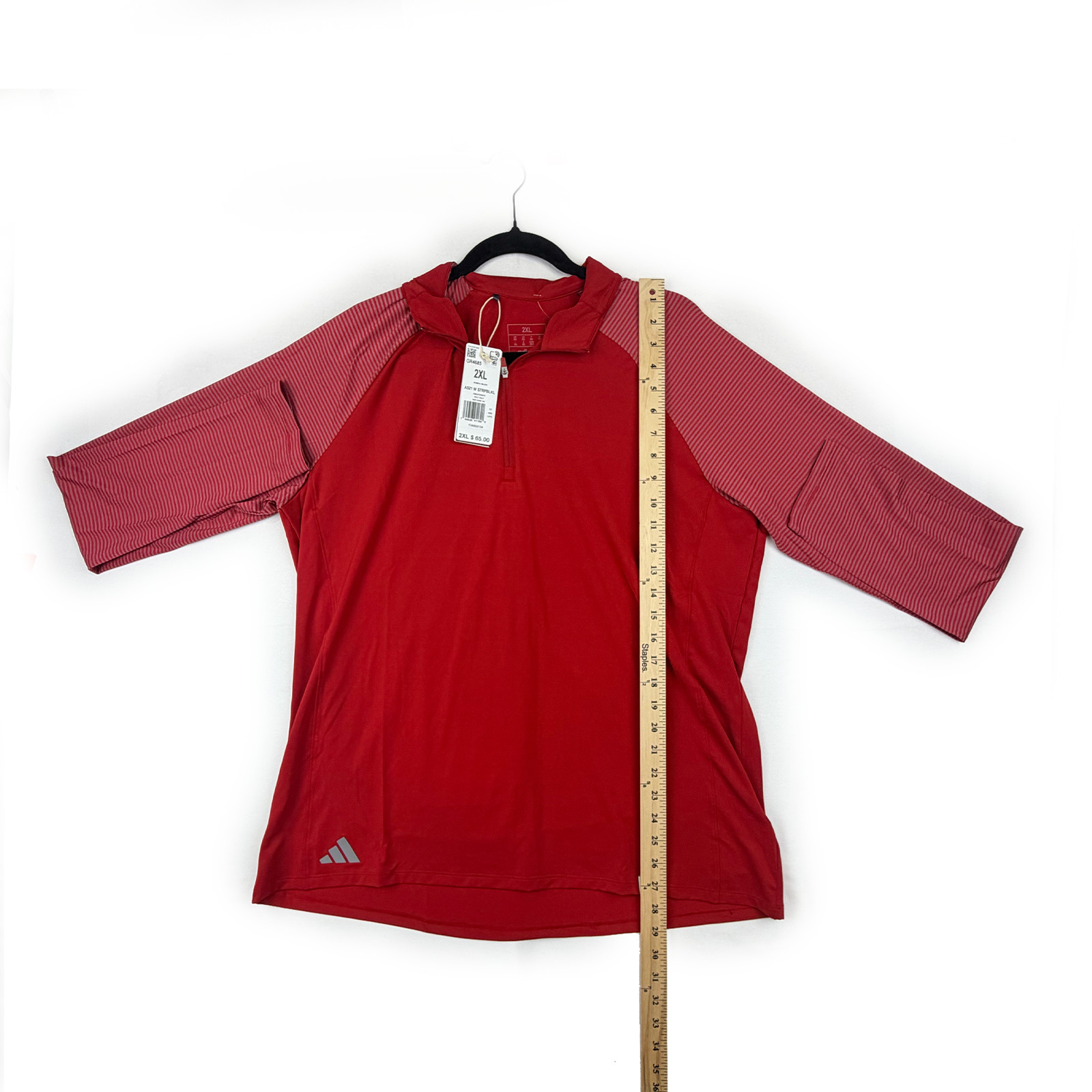 Adidas Women’s 2XL Golf Sweatshirt Red Striped 1/4 Zip Pullover NWT GR4685