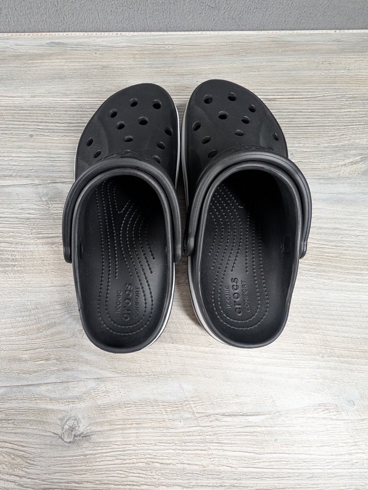 Crocs Unisex M6 W8 Black White Bayaband Clogs Slip On Comfort Shoes New