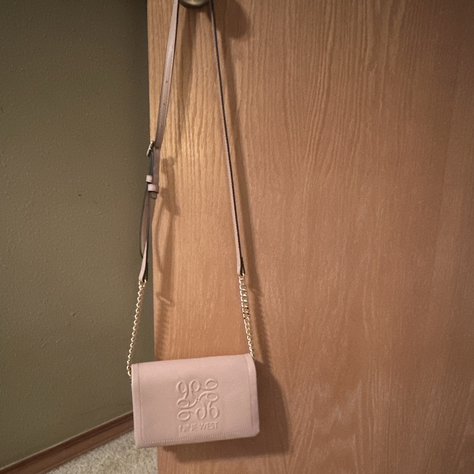 Nine West Pink Small Crossbody Wallet Clutch Detachable Chain Strap Zip