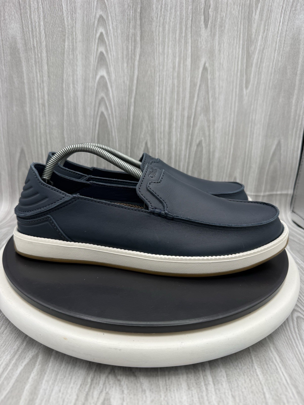 Olukai Kakaha Nia Mens Size 10 Indigo Blue Leather Slip On Convertable Loafers