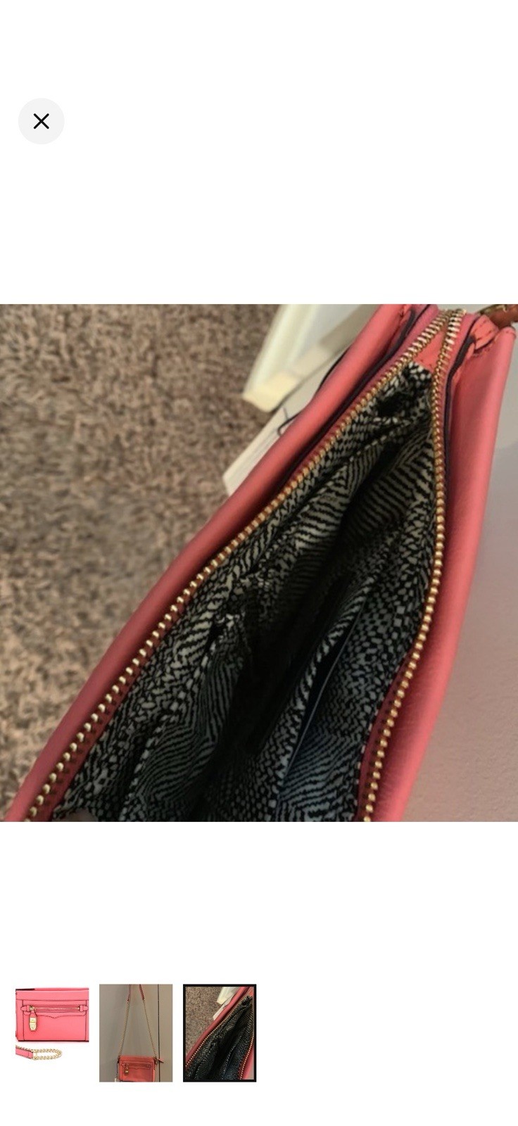 Rebecca Minkoff Pink Small Crossbody Bag Rectangle Gold Chain Strap Zip