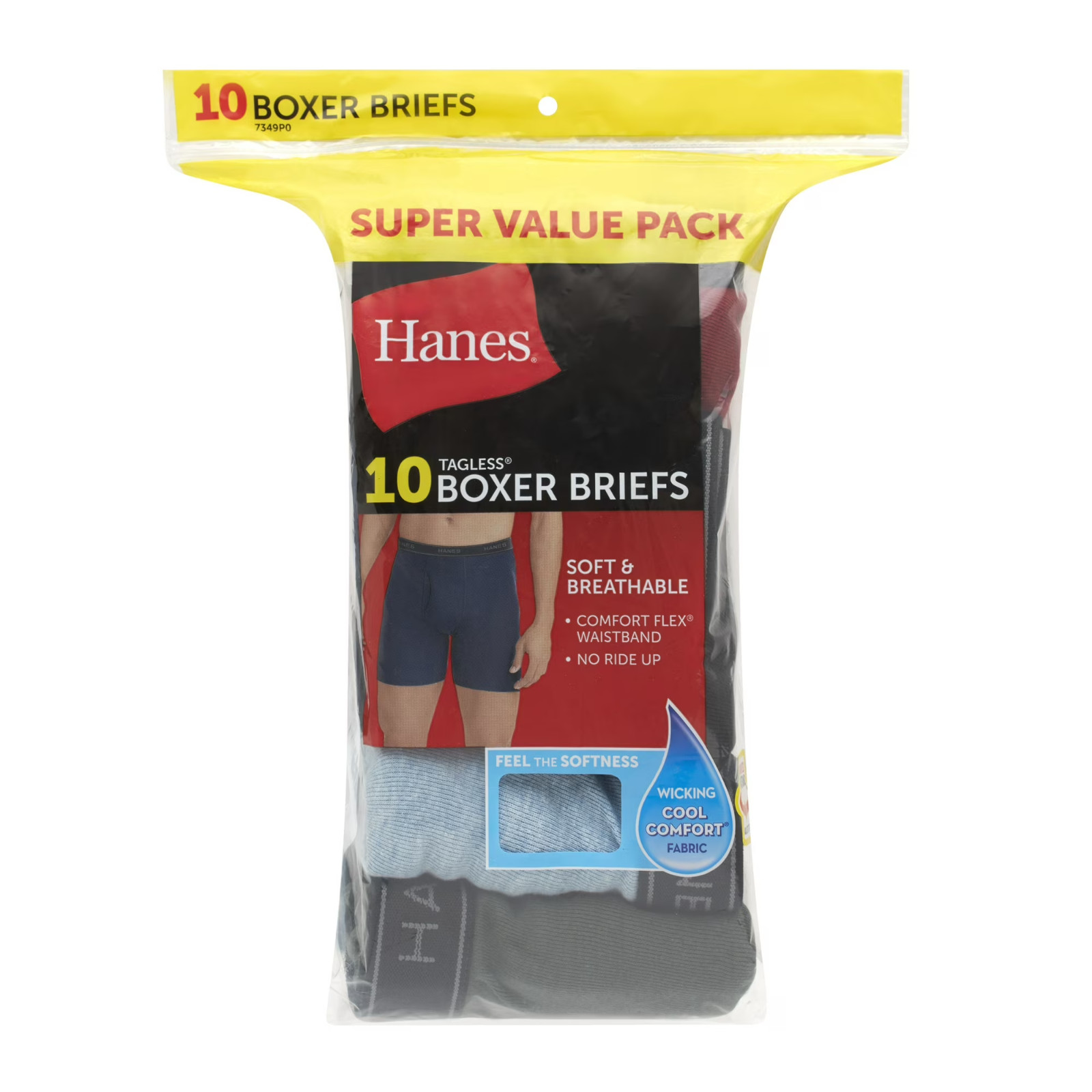 10-Pack Hanes Men’s Value Pack Assorted Boxer Briefs, Soft & Breathable Cotton