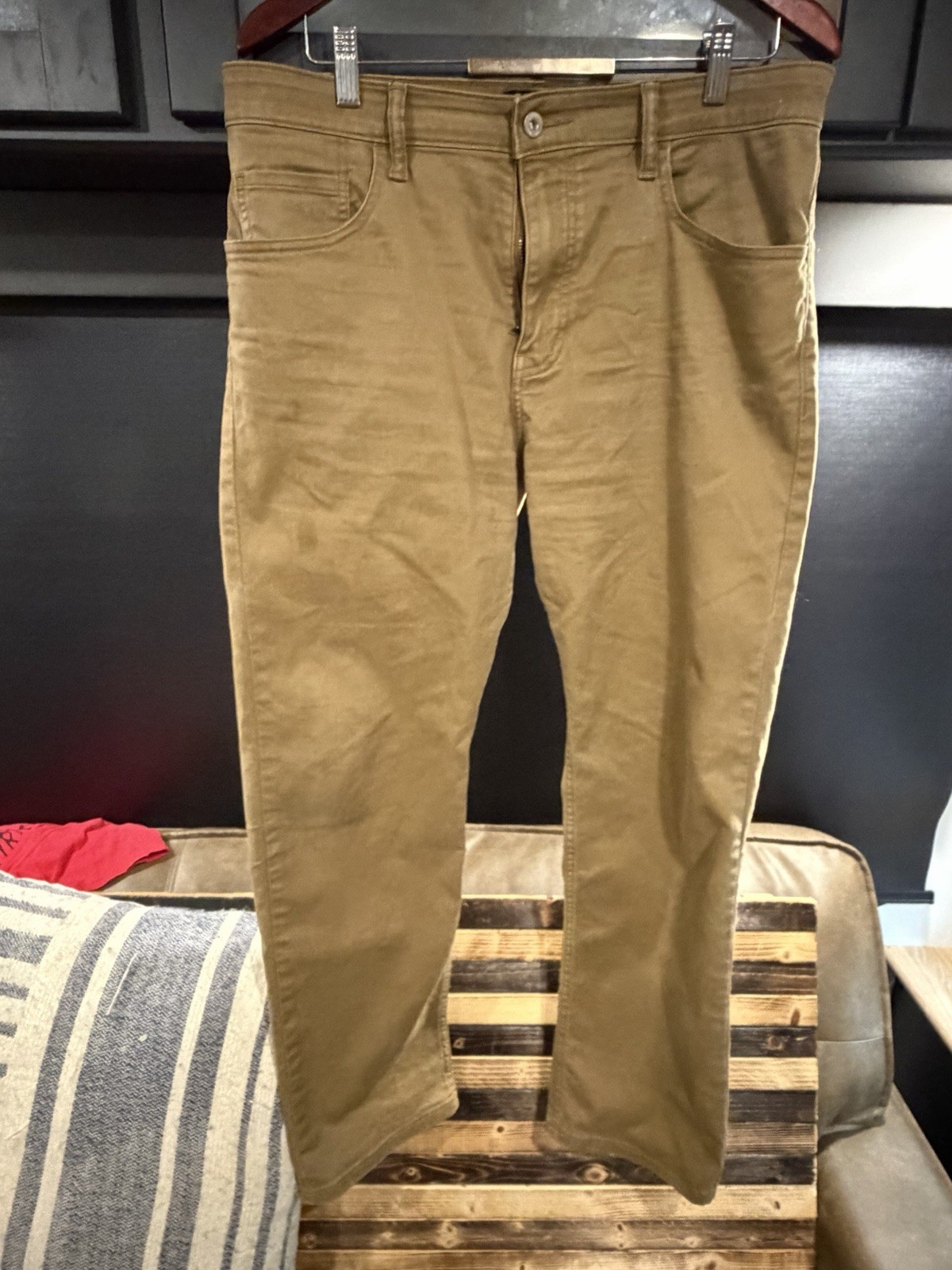 Dockers Men’s Brown Cotton Twill Casual Pants Straight Fit Flat Front 34W 5P