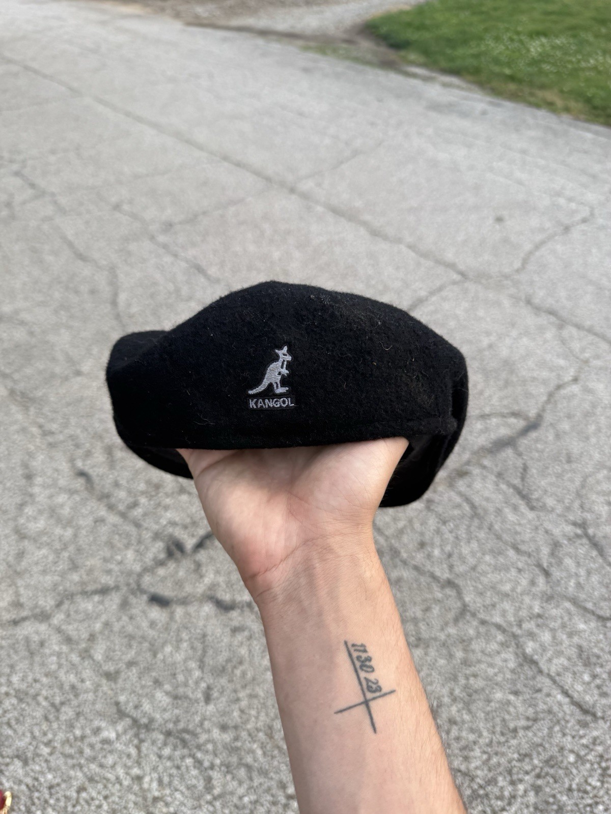 Vintage Kangol Wool 504 Flat Cap Hat Black XX-Large Made in America Rare XXL