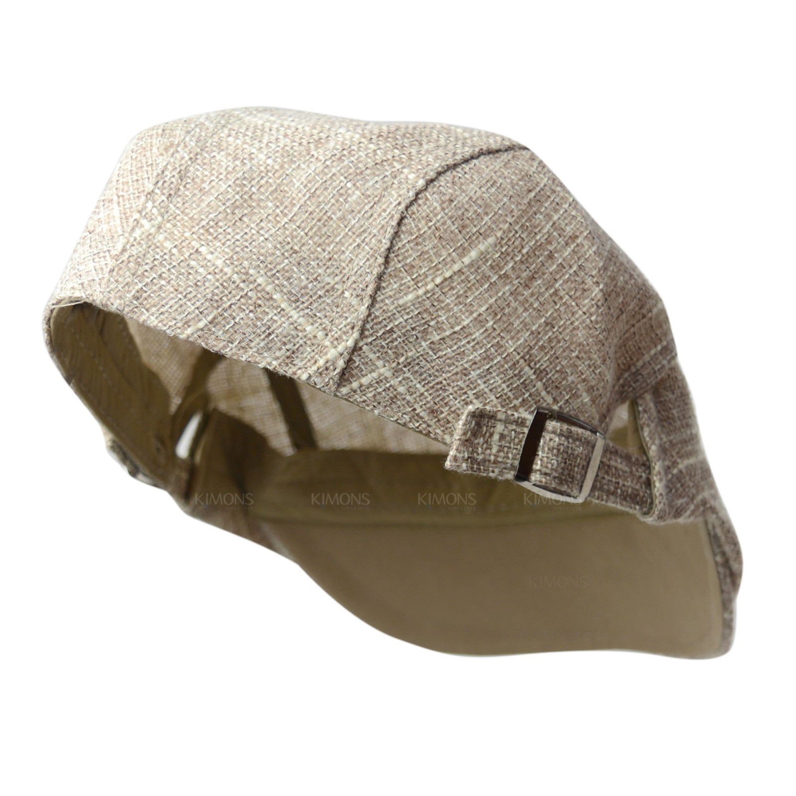 Mens Mesh Ivy Cap Summer Newsboy Flat Hat 100% Cotton Adjustable Khaki