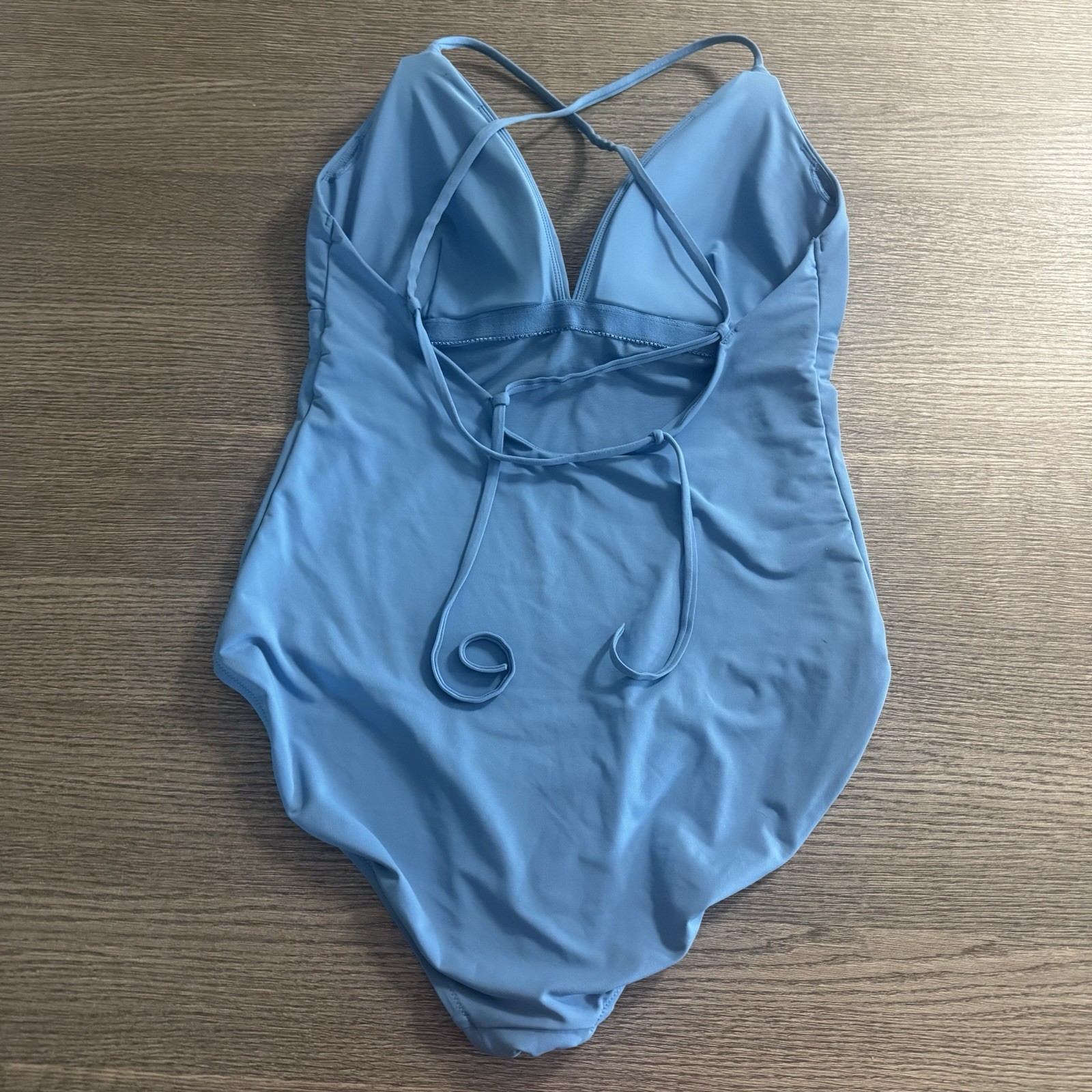 CALIA Swim Women’s One Piece Triangle Strappy Back Size 14 Tranquil Blue NWOT
