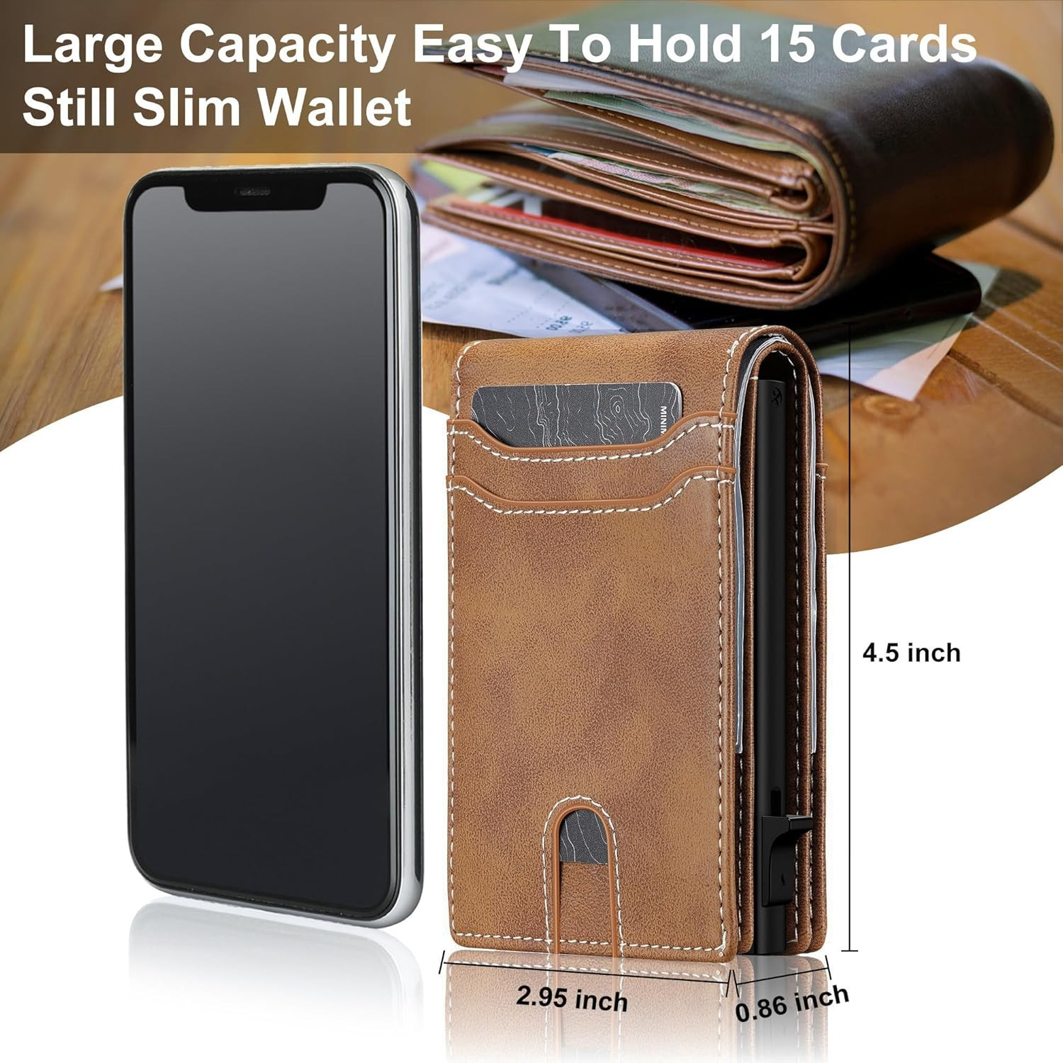 Card Wallet for Men Slim: Smart Rfid Minimalist Front Pocket Pop up Wallet with