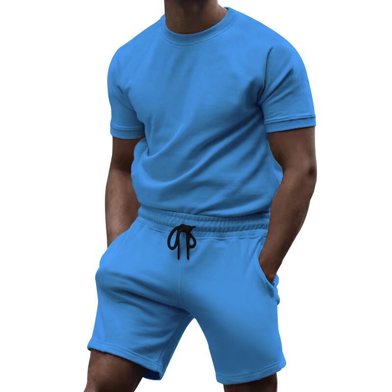 Men’s Summer Outfit 2-Piece Set Sweatsuit Short Sleeve T Shirts & Shorts Set Hot