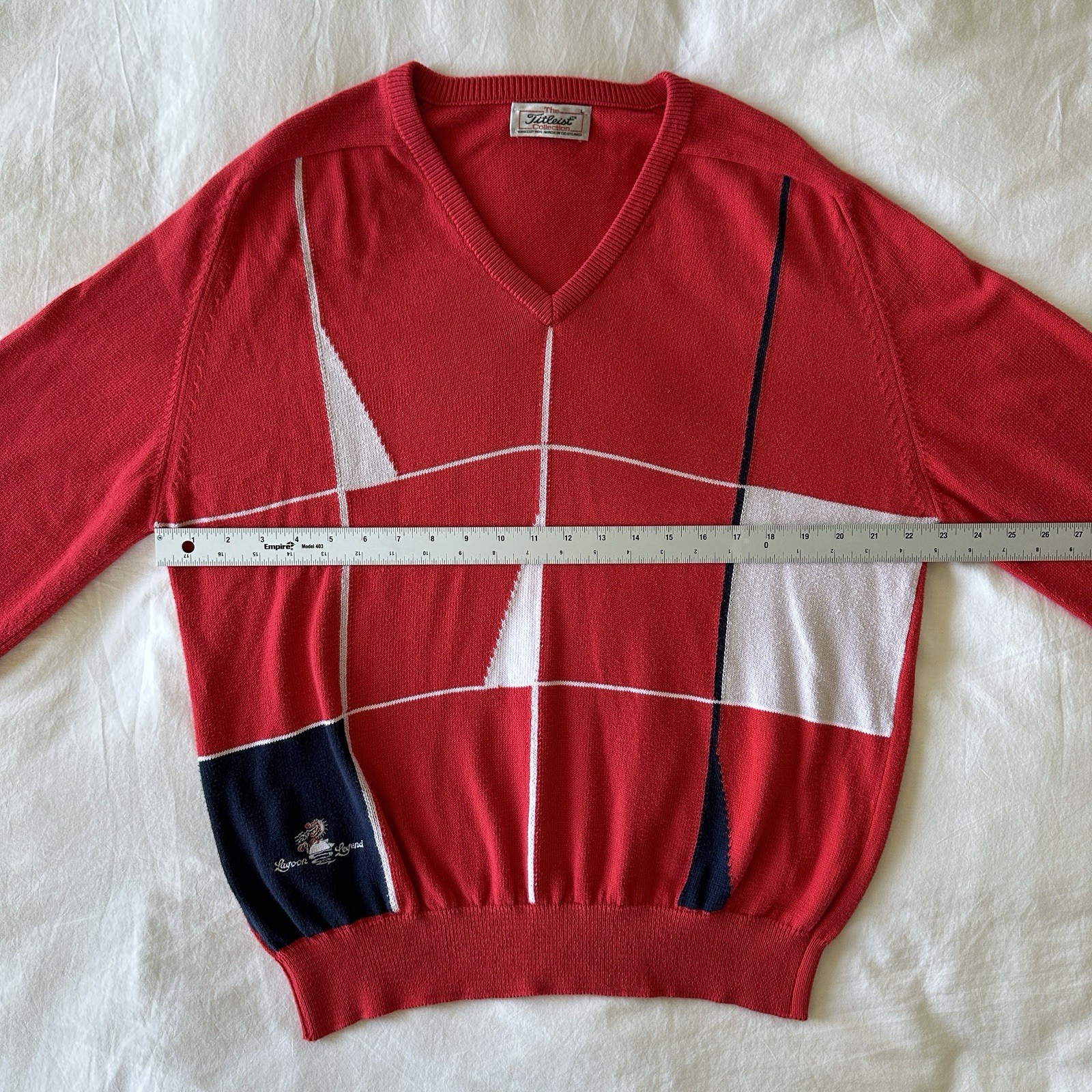 Vintage Titleist Golf Sweater Men’s L Made In Scotland 100% Cotton Red 80s 90s