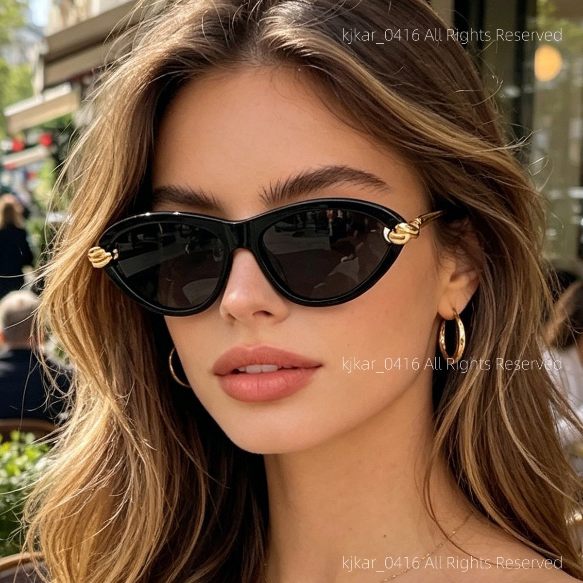 Bottega Veneta Knot BV1390S Cat Eye Sunglasses for Women Black Gold Authentic