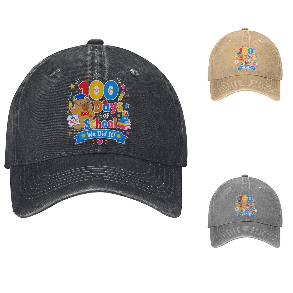100 Days of School Cartoon Mascot Baseball Cap Adjustable Dad Hat
