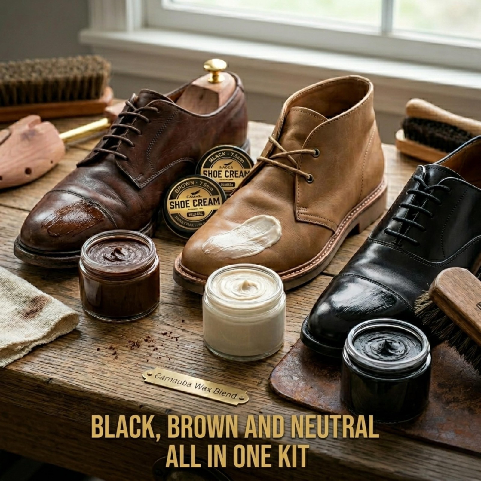 Eagle 13-Piece Shoe Polish Kit – Black, Brown & Neutral Shoe Wax & Boot Cr