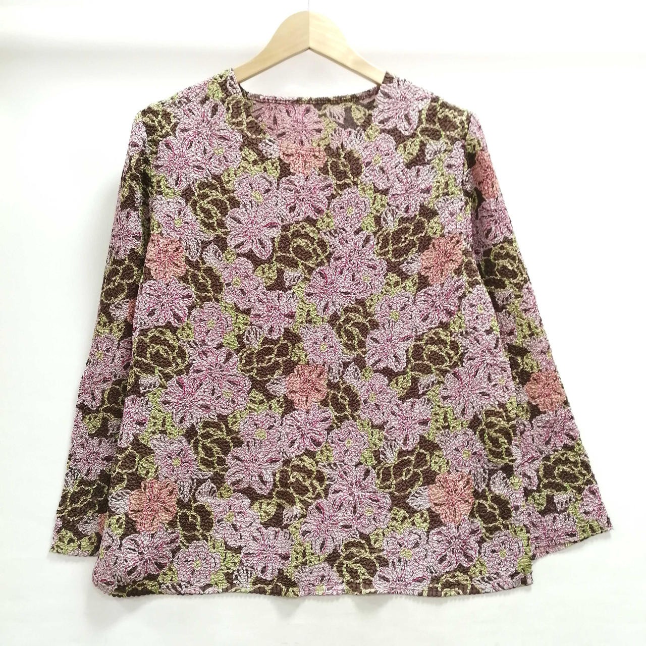 Issey Miyake HEART Floral Pattern Textile Crew Neck T-Shirt M 24in