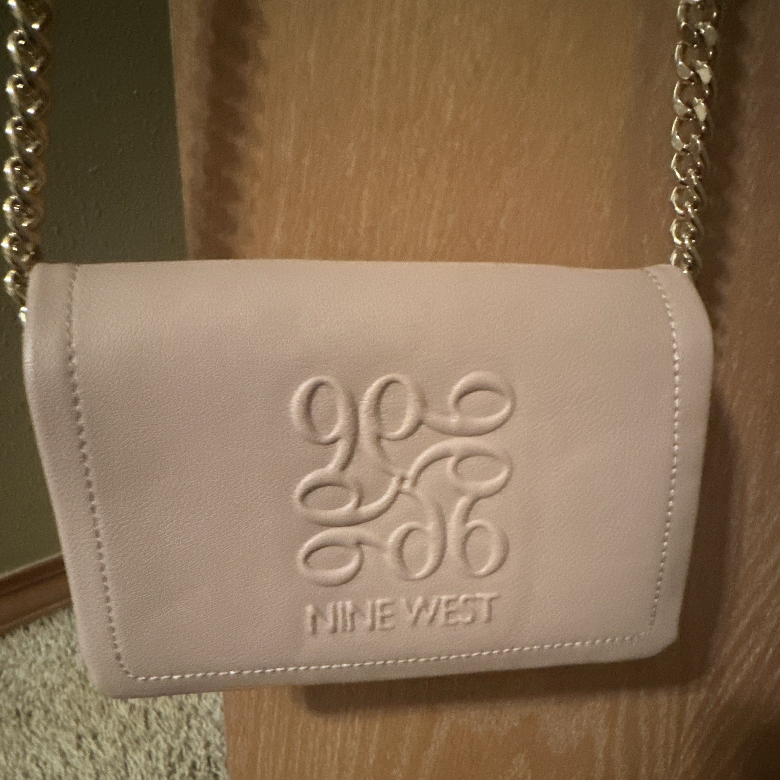 Nine West Pink Small Crossbody Wallet Clutch Detachable Chain Strap Zip