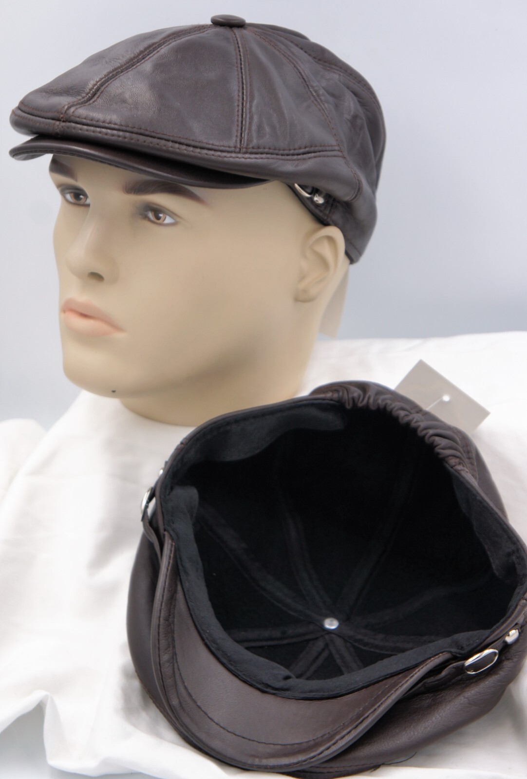 NWT 100% LEATHER Men Gatsby Cap Newsboy Ivy Hat Golf Driving Flat Cabbie S-3XL