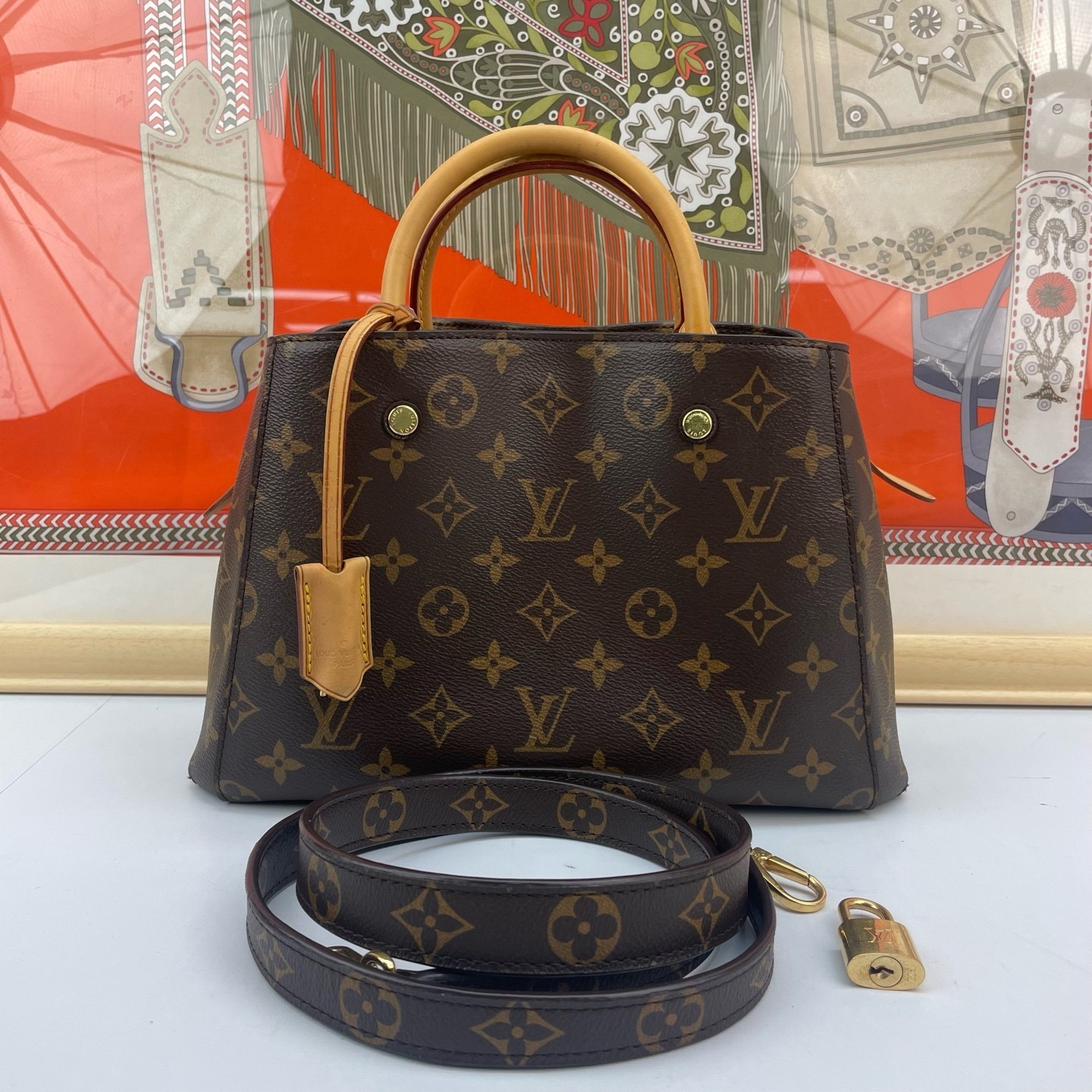 Louis Vuitton Montaigne BB Monogram Canvas Crossbody Shoulder Bag Brown LV