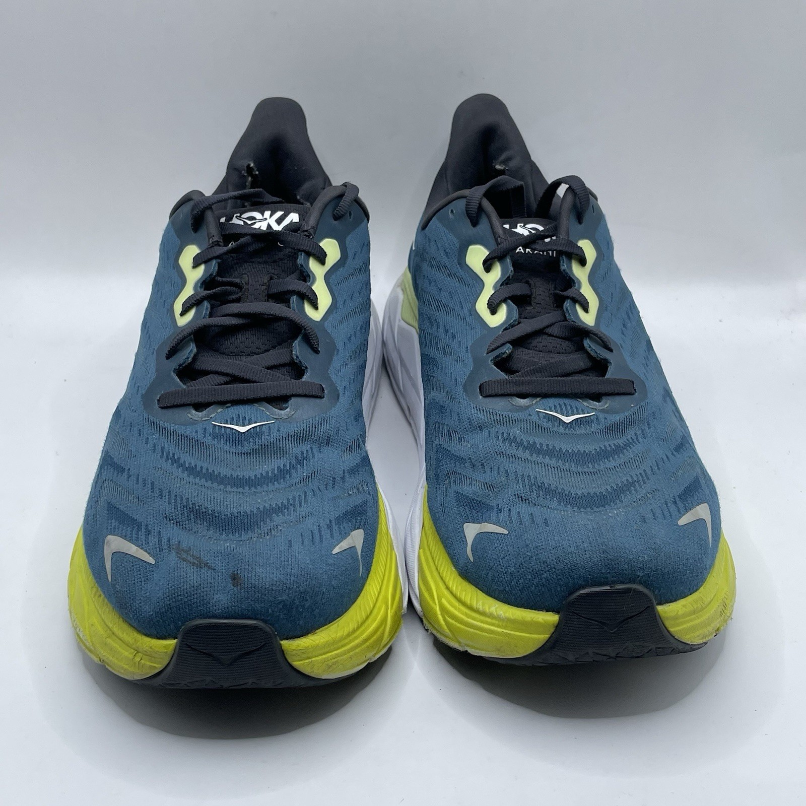 HOKA Arahi 6 Wide Men’s Low Top Lace-Up Running Sneakers Blue Green Sz 11 2E