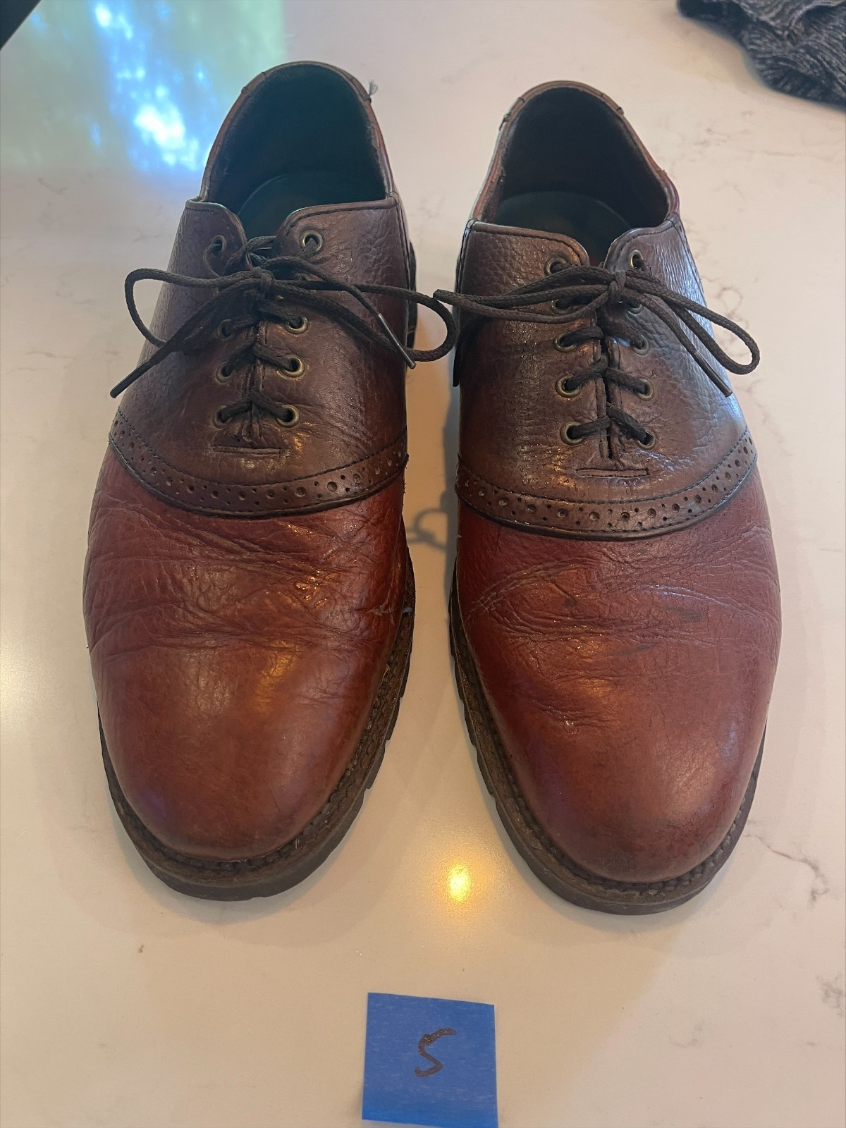 H.S. TRASK 13 M Bison Leather Saddle Shoes Model #1033