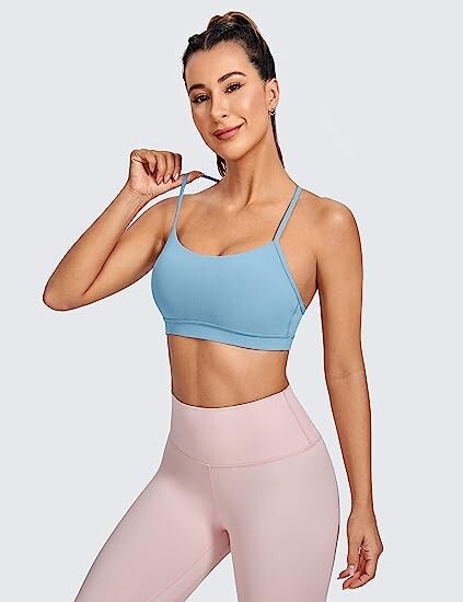 CRZ YOGA Womens Sports Bra Y Back Padded Thin Straps, Yoga Bra, H166S