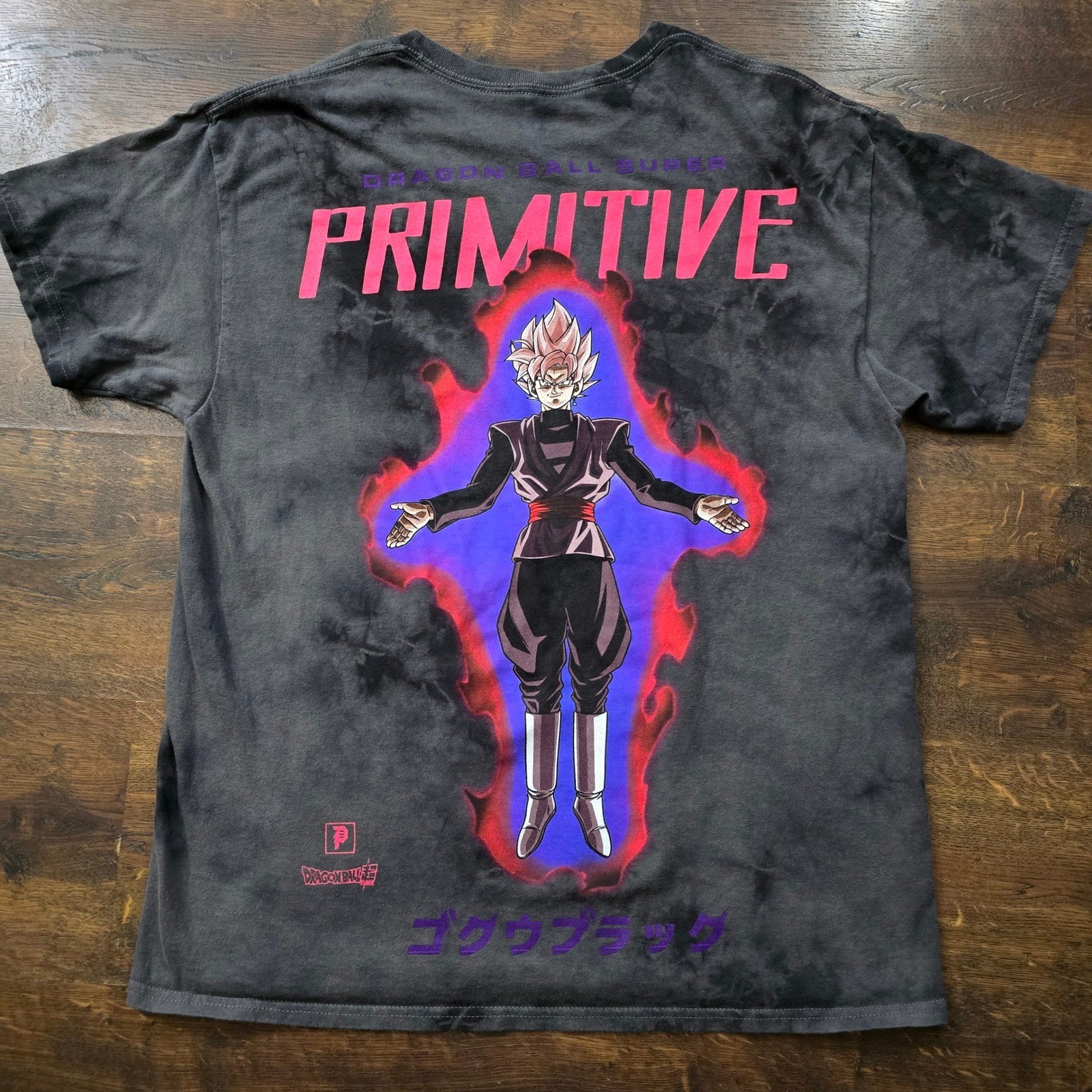 Primitive x Dragon Ball Super Goku Black Rose Tie Dye Shirt Mens Medium Black
