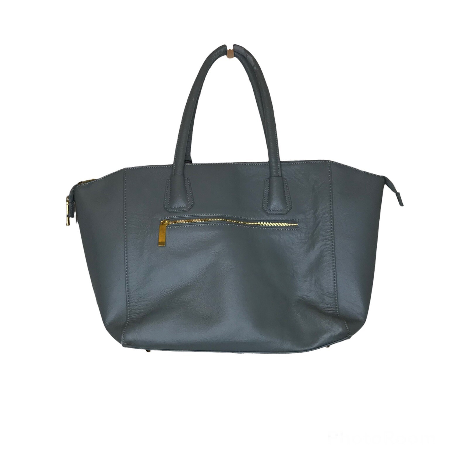 JOY & IMAN City Satchel Tote Bag Purse Gray Genuine Leather “Best Friend” Zipper