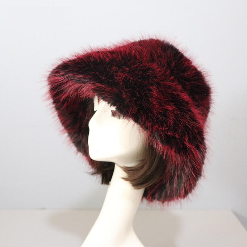 Women’s Fuzzy Bucket Hat Winter Fluffy Furry Plush Faux Fur Hats Fisherman Cap